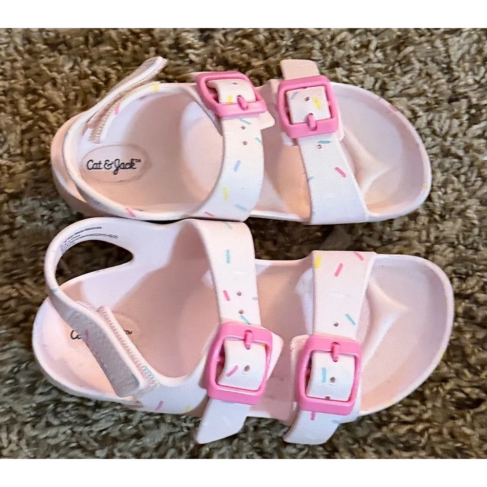 Cat & Jack-Ade Pink Sprinkle Pattern Sandals  Size 12